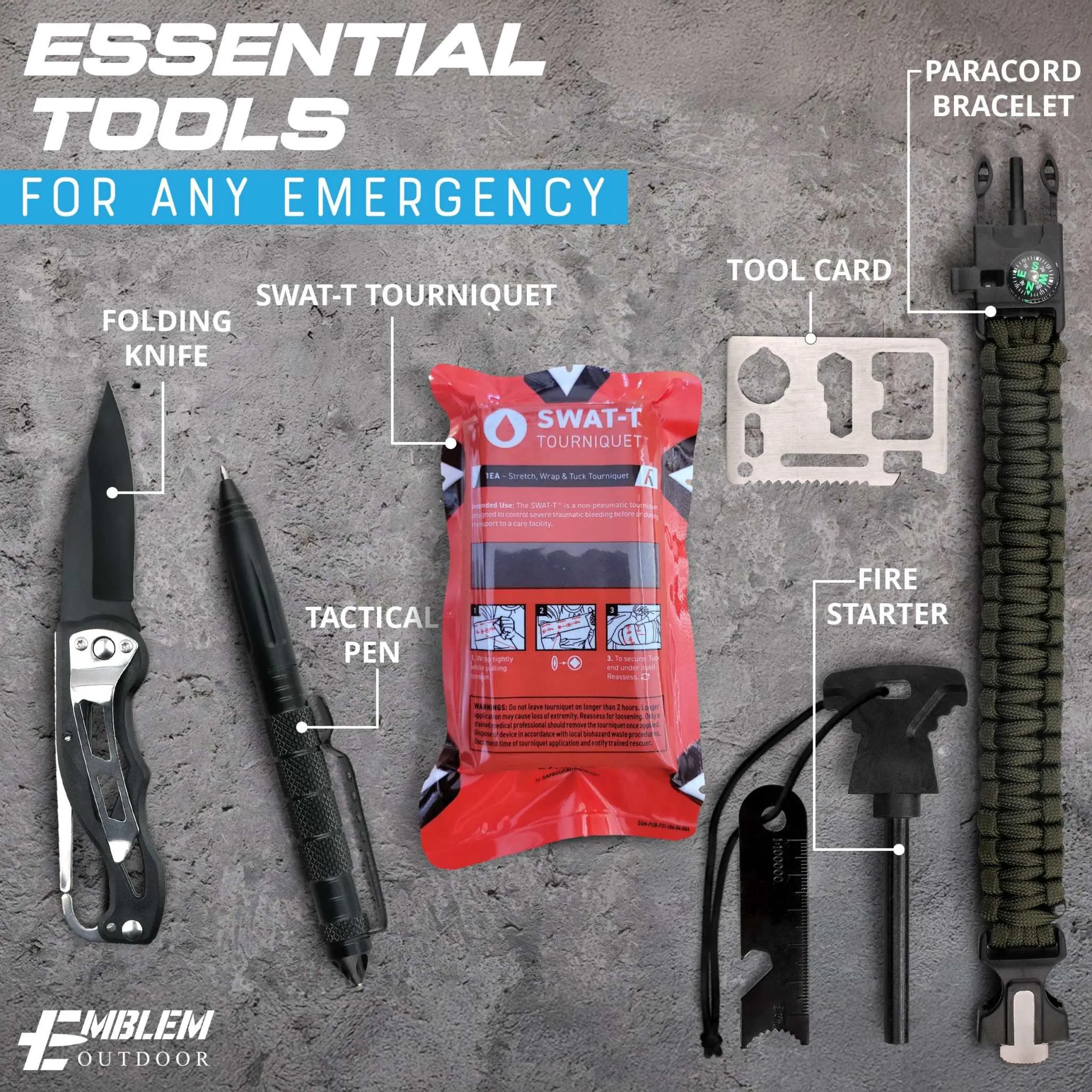 242 Piece First Aid Survival Kit with SWAT-T Tourniquet