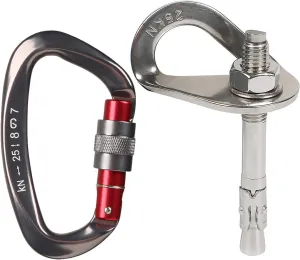 25KN Anchor Hooks Set, Heavy Duty Climbing Anchor Hangers and Bolt Steel Expansion Bolt Piton Safe Rock Climbing Fixed Point Fixed Point