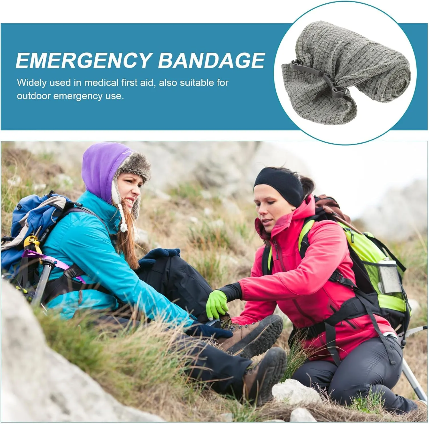 2pcs First Care H Grip Wrap Gauze Tape Training Control Trauma Bandage Wrap Packing Gauze Sport Bandage Roll Random Color