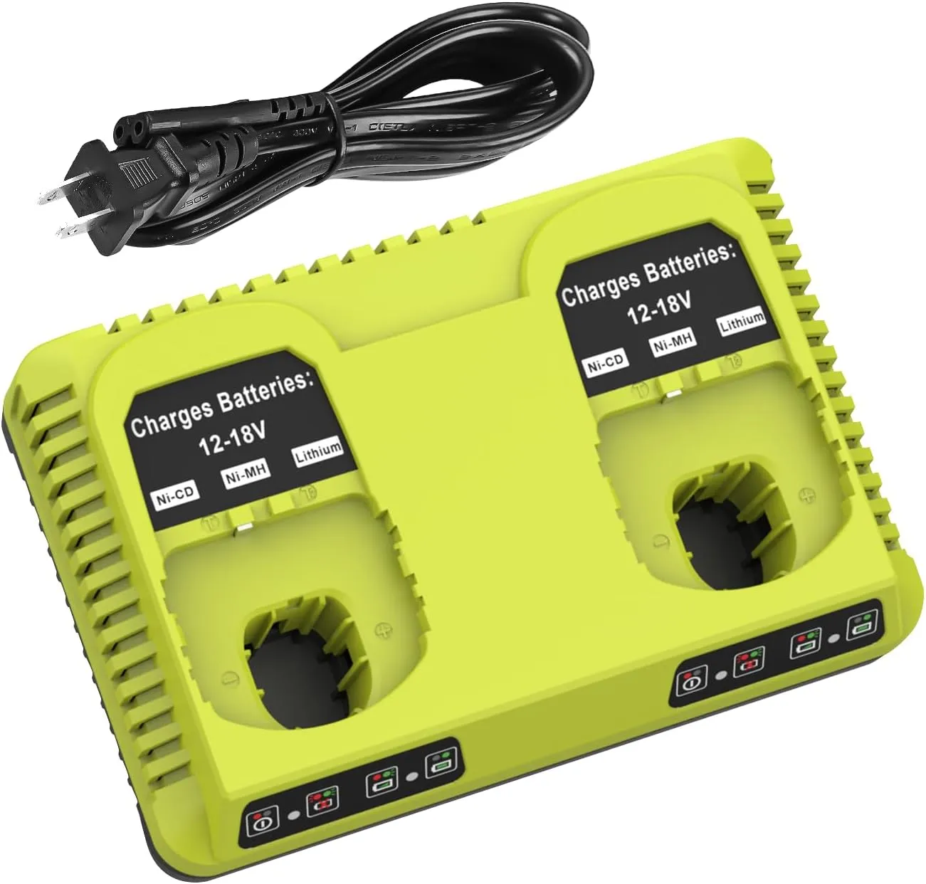 2Ports 18V Battery Charger P117 P118 Replacement for Ryobi 18Volt ONE  Batteries Dual Port Charger Compatible with Ryobi 12V-18V Li-ion & NiCad NiMh Battery P100 P102 P103 P105 P107 P108