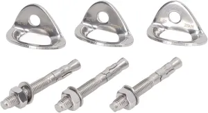 3-Pair Stainless Steel Bolt Hangers, Climbing Anchor Hanger for Outdoor Climbing and Anchor Rigging Equipment