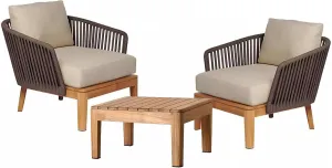 3 Pieces Outdoor Patio Furniture Sets, with 2 Chairs and Wood Table, Outdoor Conversation Furniture Set for Outdoor Deck Yard Porch