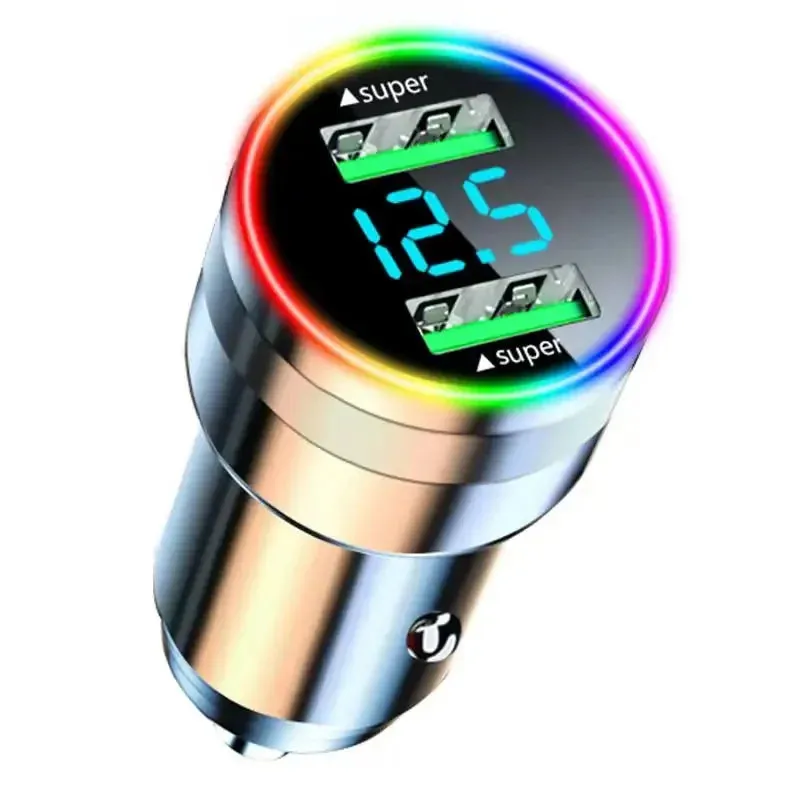 300W Dual Port USB Car Charger with LED Voltage Monitor