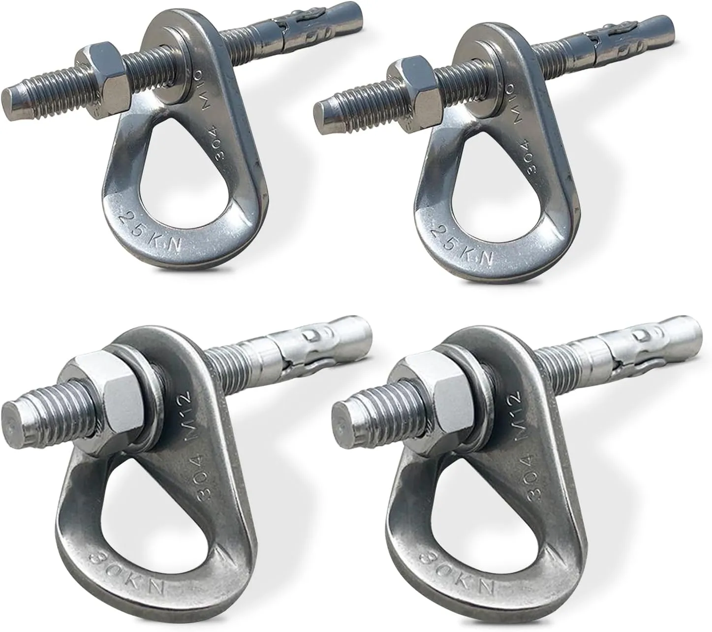 304 Stainless Steel Climbing Anchor Bolt, 25-30KN Rock Climbing Bolt Hanger, M10 and M12 Climb Fastening Bolt Safe Fixed Point, 4 Set Rock Climbing Holds