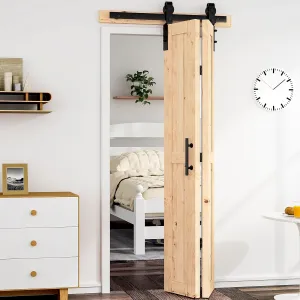 30" x 84" Bifold Barn Door,36" Bifold Barn Door Hardware Kit Included,Space-Saving Folding Design,Premium Bifold Door Enhancing Home Aesthetics(30 * 84-36)