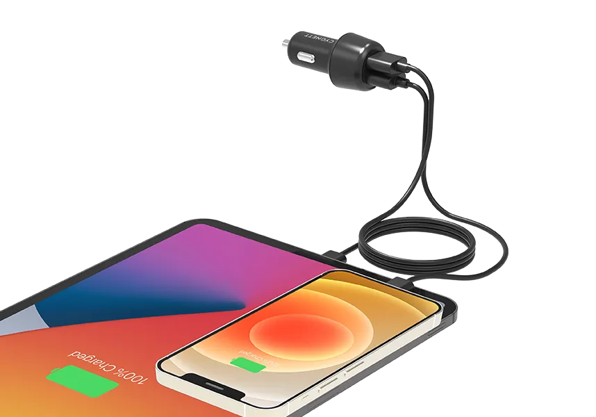 30W Dual Port Car Charger - Black