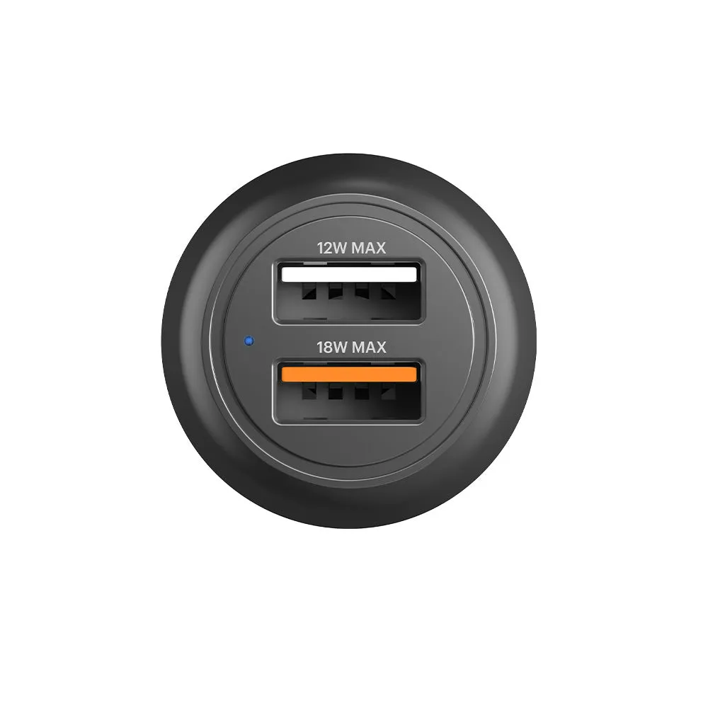 30W Dual Port Car Charger - Black