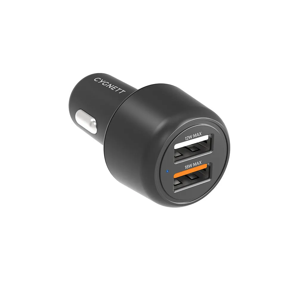30W Dual Port Car Charger - Black