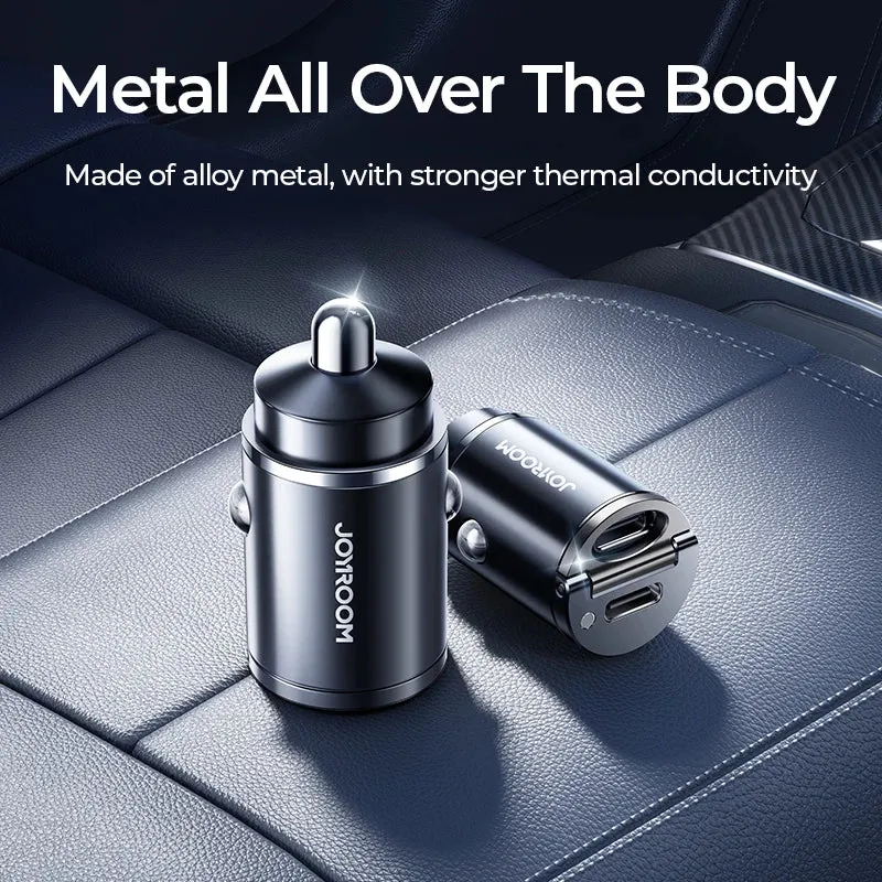30W Pull Ring Car Charger - USB Type-C Dual Fast Charging Ports