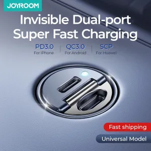 30W Pull Ring Car Charger - USB Type-C Dual Fast Charging Ports