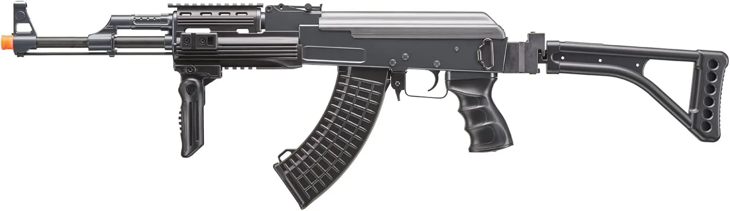 365 FPS DE Airsoft AK-47 AEG Rifle Side Folding Stock with Battery & Charger, Black