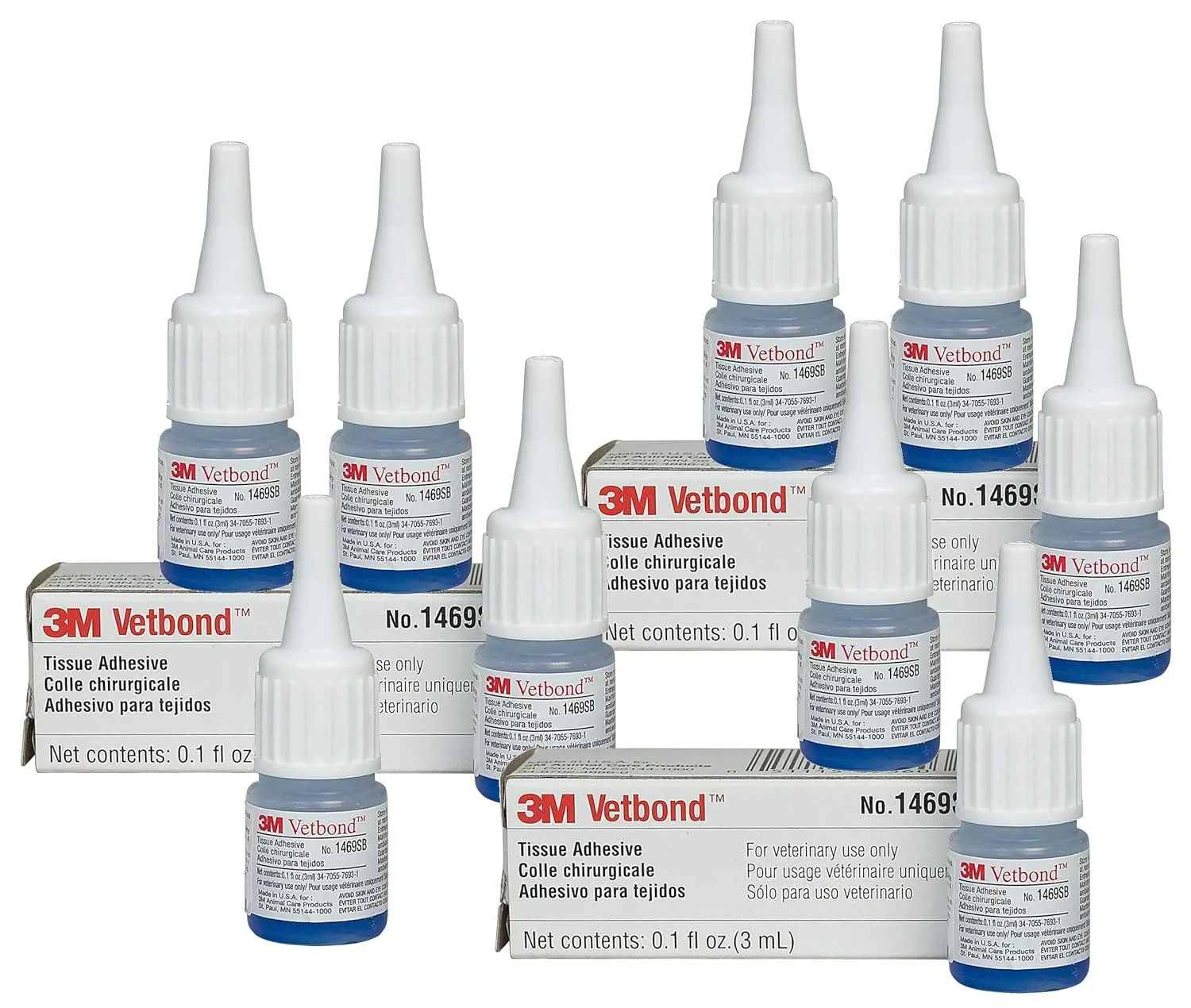 3M Vetbond Tissue Adhesive, 3ml Bottles w/MSDS (12 Bottles)
