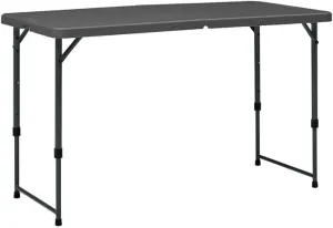 4 Foot Adjustable Height Folding Plastic Table, Easy Fold, Indoor Outdoor,Resistant to Scratch, Stain & UV Damage, Built-in Carry Handle for Easy Transportation