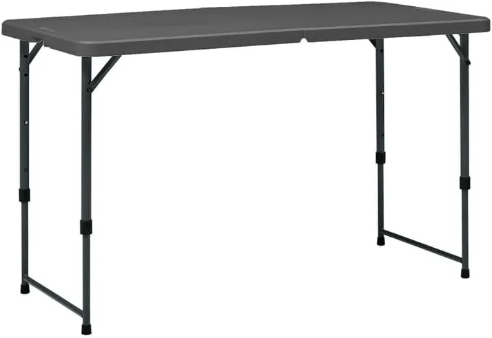4 Foot Adjustable Height Folding Plastic Table, Easy Fold, Indoor Outdoor,Resistant to Scratch, Stain & UV Damage, Built-in Carry Handle for Easy Transportation