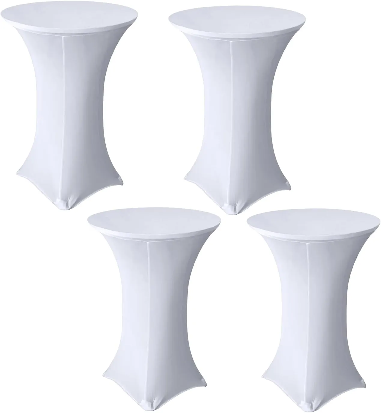 4 Pack 32x43 Inch White Spandex Cocktail Table Covers, Highboy Top Tablecloth, Round Fitted Tablecloth for Folding Tables, Stretch Cocktail Table Tablecloth for Party Wedding(32x43, 4PC White)