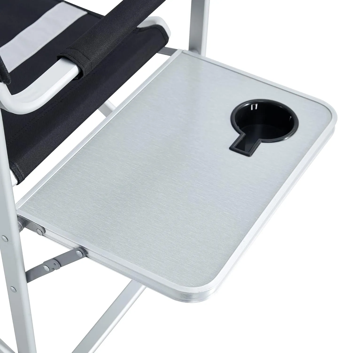 400LBS Folding Outdoor Chair with Side Table & Storage Pockets, Lightweight Aluminum Oversized Camping Chair for Fishing - Padded Seat/Armrests & Weather-Resistant Oxford Fabric (1, Black  Gray)