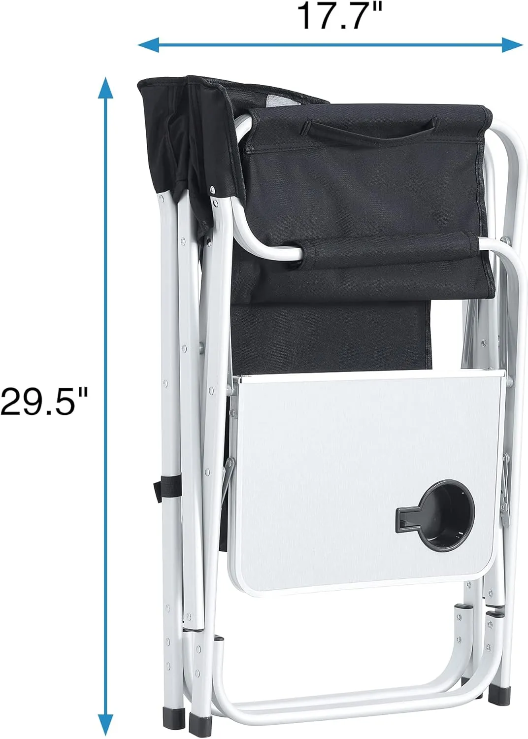 400LBS Folding Outdoor Chair with Side Table & Storage Pockets, Lightweight Aluminum Oversized Camping Chair for Fishing - Padded Seat/Armrests & Weather-Resistant Oxford Fabric (1, Black  Gray)