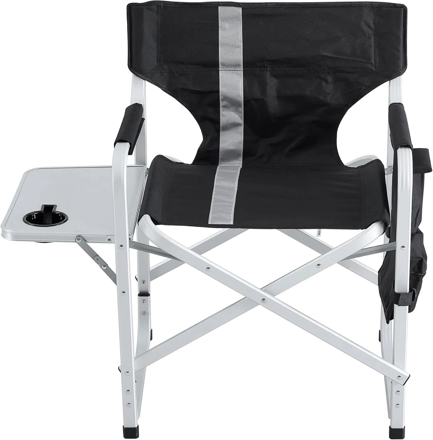 400LBS Folding Outdoor Chair with Side Table & Storage Pockets, Lightweight Aluminum Oversized Camping Chair for Fishing - Padded Seat/Armrests & Weather-Resistant Oxford Fabric (1, Black  Gray)
