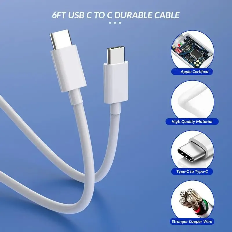 40W Dual Port iPhone 16 Charger   6FT Cable