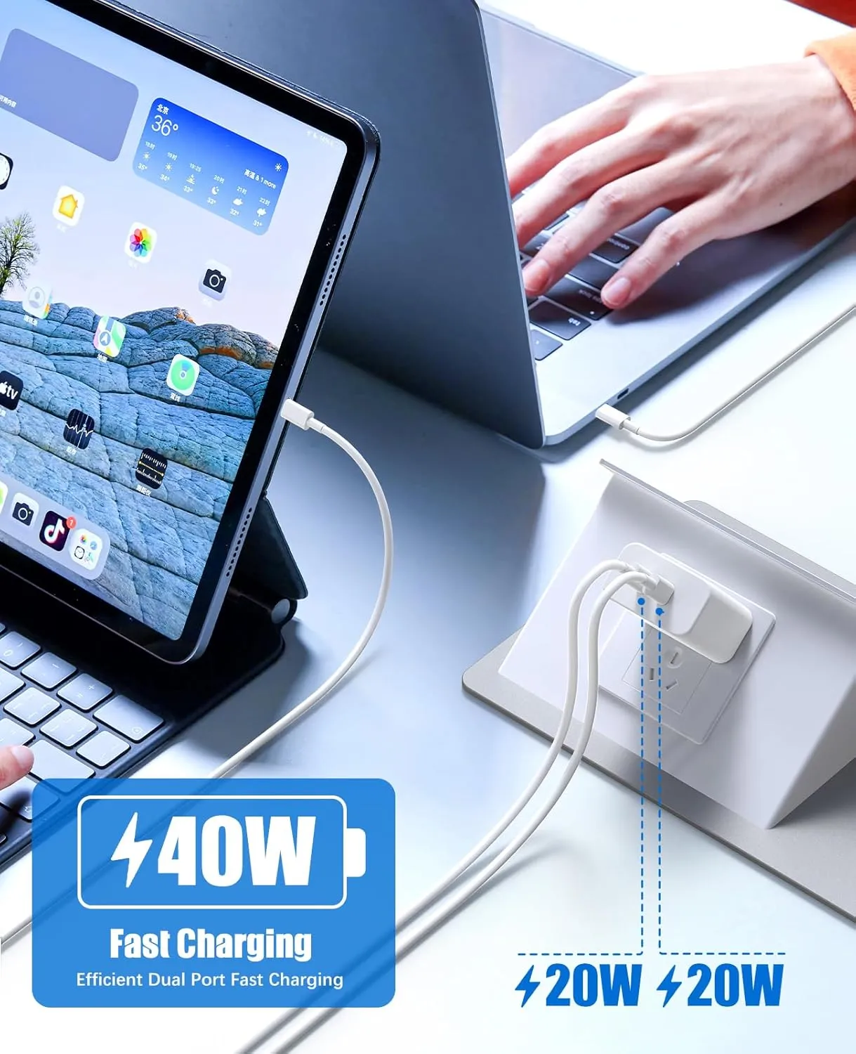 40W Fast Charger for iPhone 16 15 Pro Max Charger Fast Charging,2Pack Dual Port USB C Charging Block with 4Pack 6FT USB C to USB-C Charger Cord for iPhone 16 15 Plus/16 15 Pro Max/iPad Pro/Samsung S24