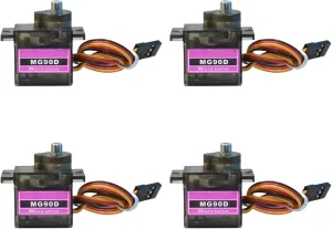 4Pcs MG90D 9g Digital Micro RC Servo Replace SG90, Full Metal Gear Mini Servos for Arduino DIY Project (360° Continuous Rotation)