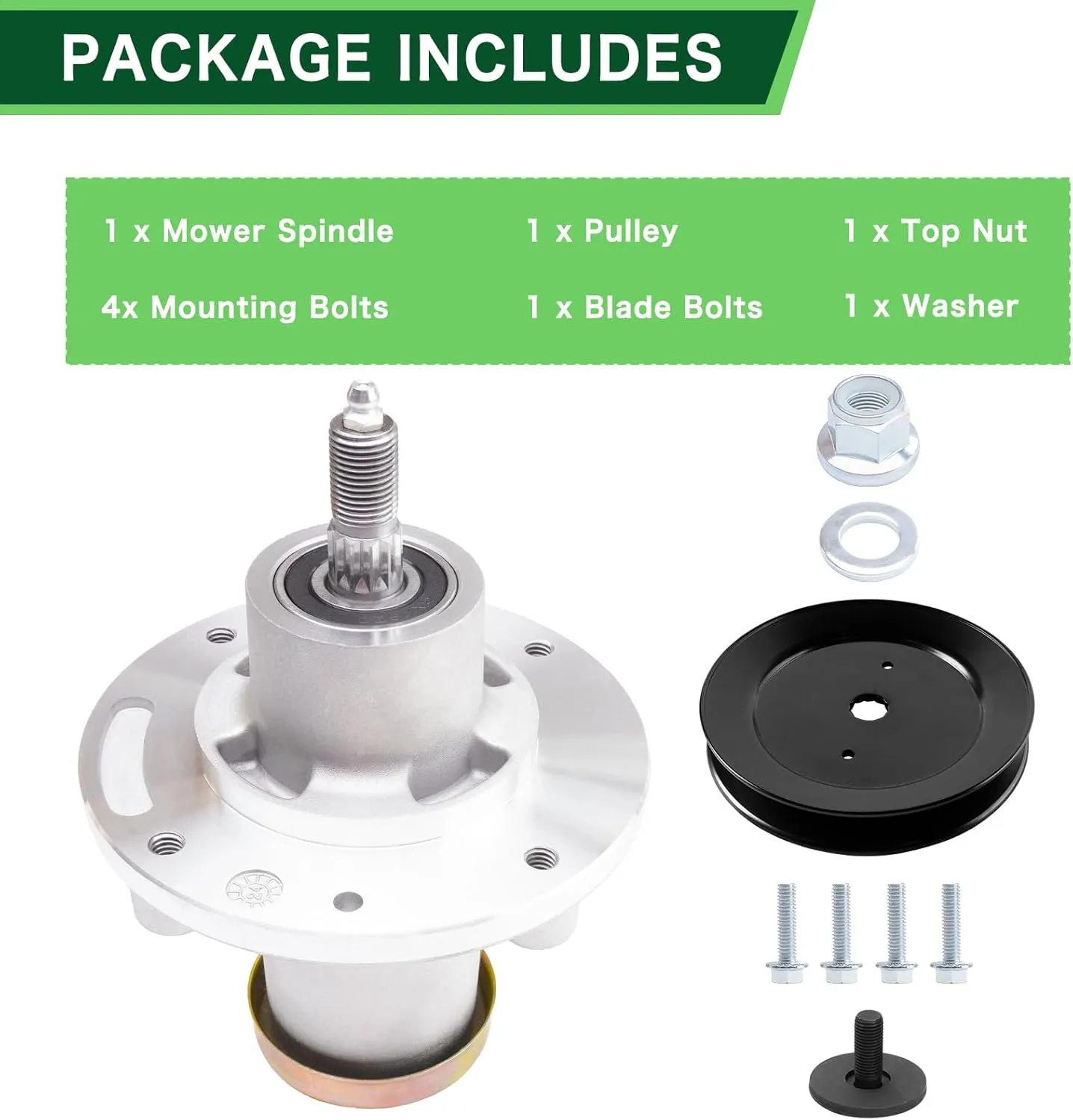 539112170 Spindle Assembly with 153535 173436 Spindle Pulley for Husq Varna 48" 52" 61" Mower Deck Compatible with Husq Varna MZ5225 RZ4824f MZ52 MZ 5226 Lawn Mower
