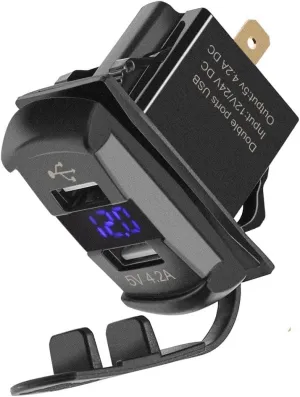 5V 4.2A Universal LED Car Charger Dual USB Switch For Can-AM Maverick X3 For Polaris RZR 1000 800 900 Xp Ranger For Boat UTV ATV CeXaoYg