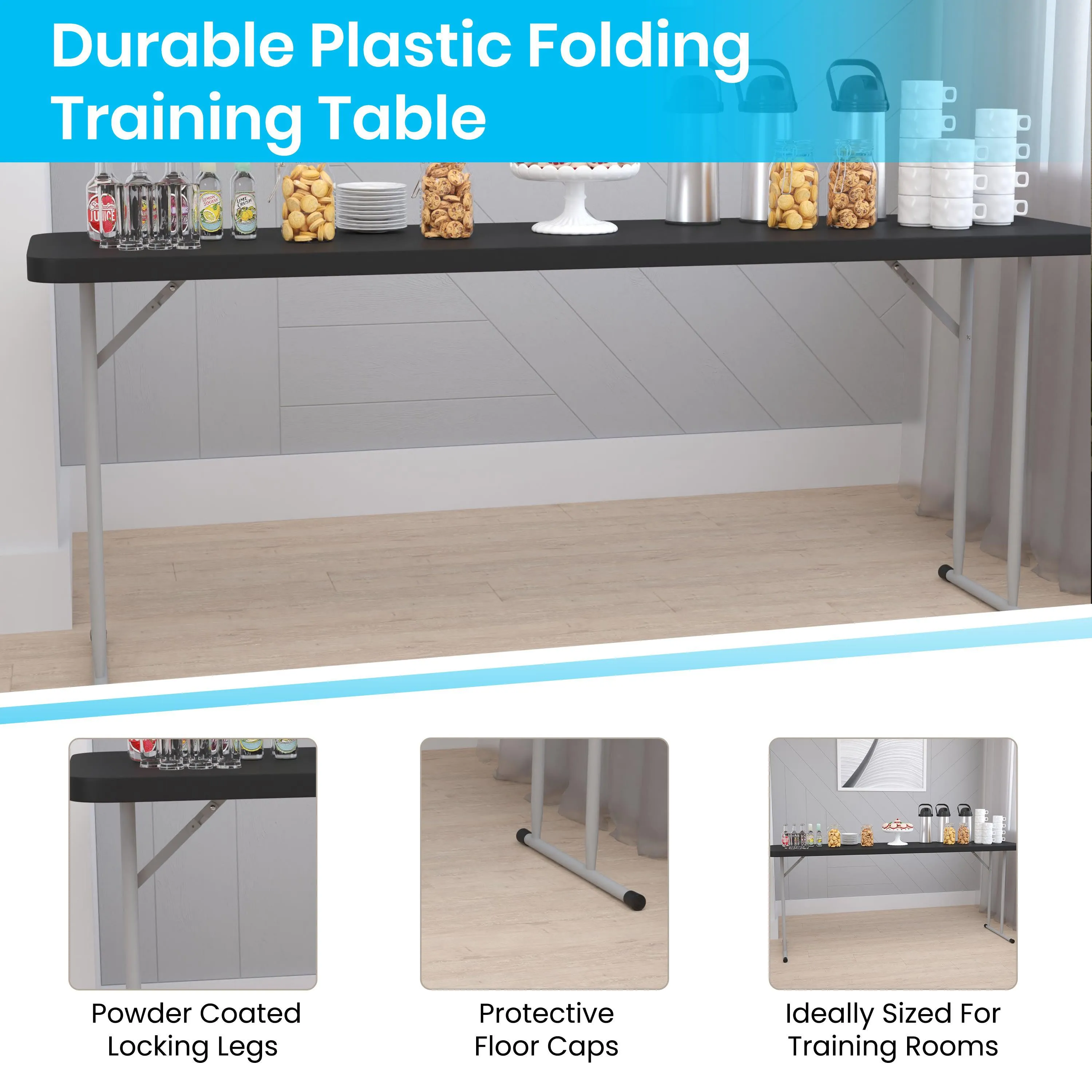 6-Foot Plastic Folding Training Table
