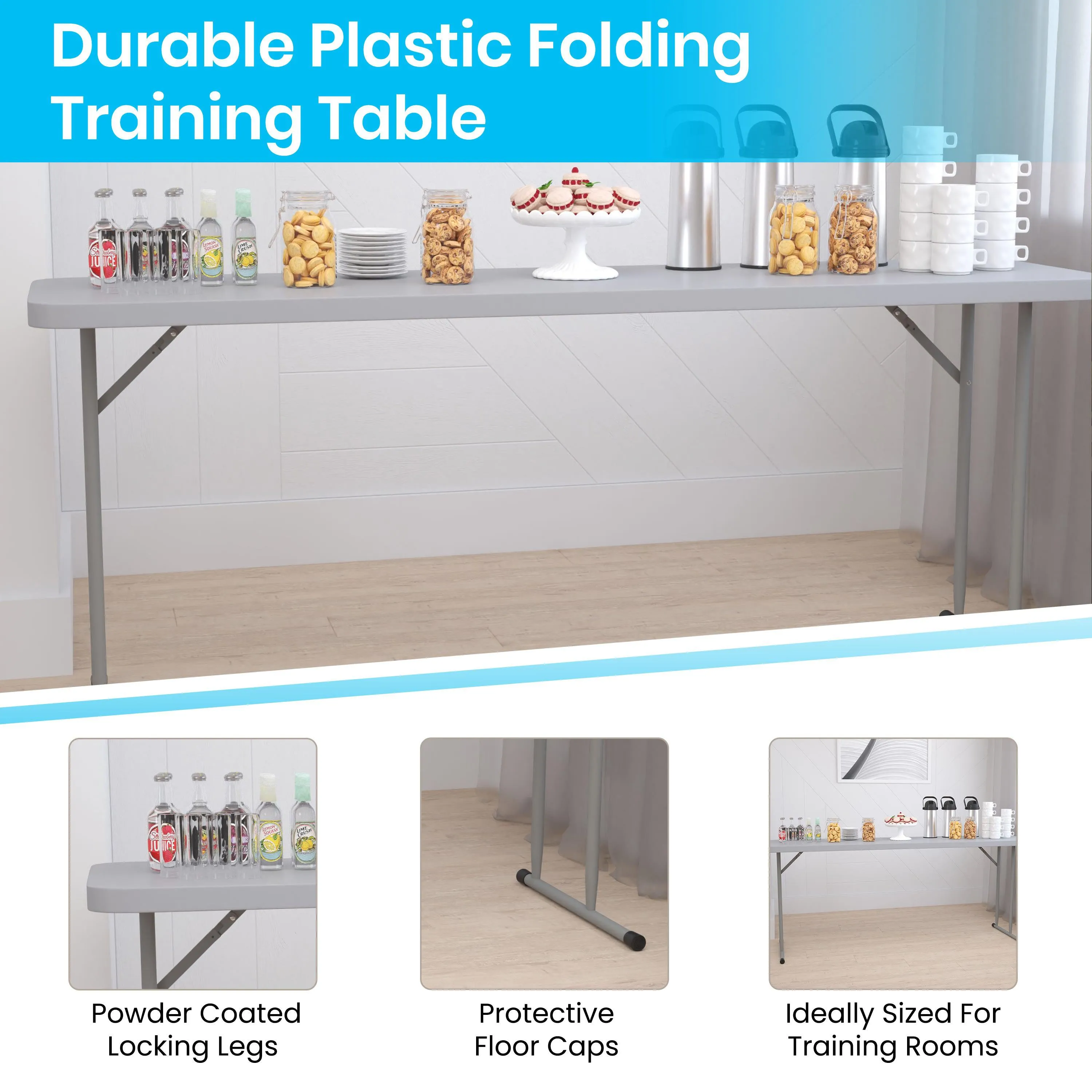 6-Foot Plastic Folding Training Table
