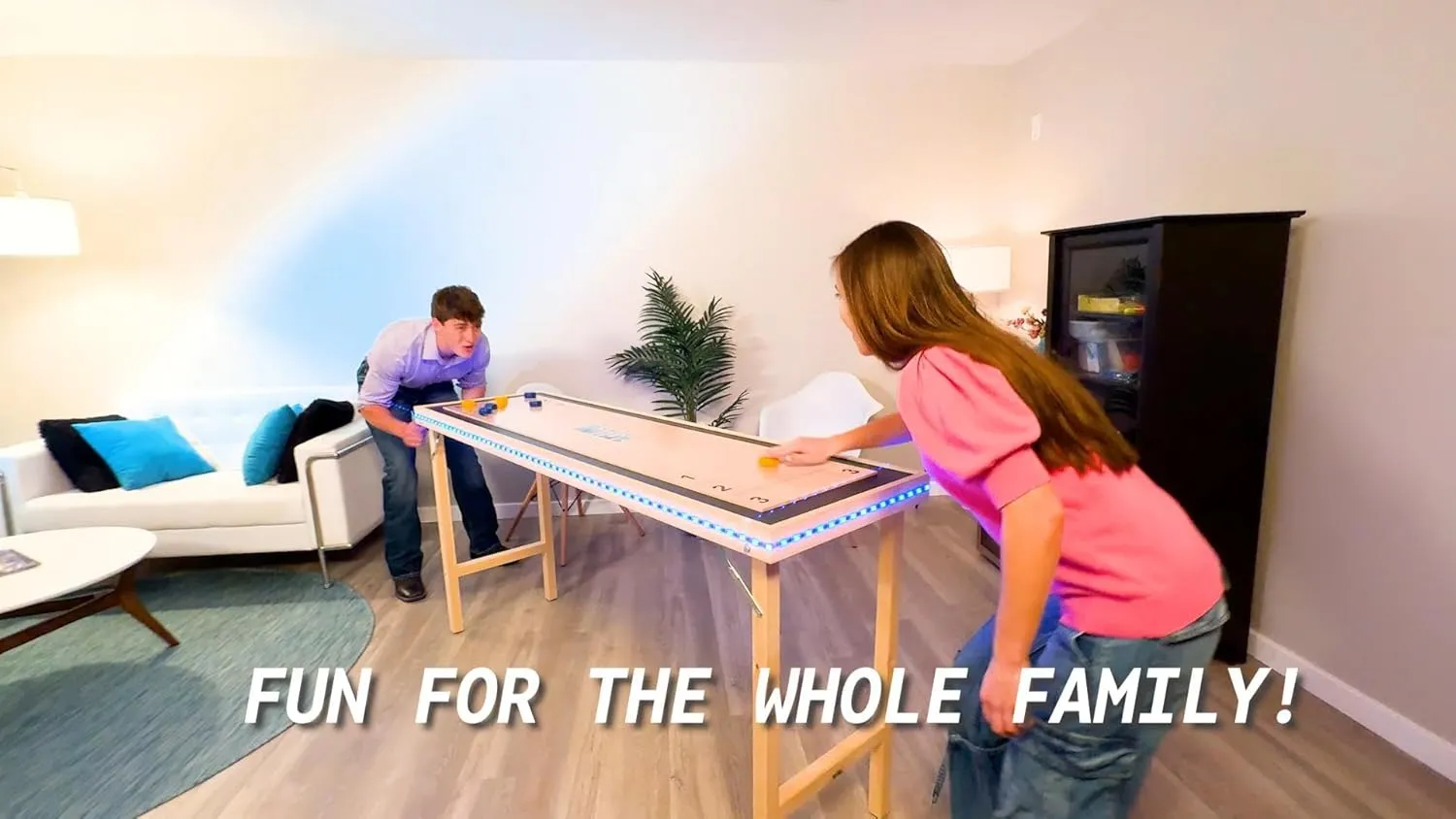 6-Foot Premium Shuffleboard Table w/Folding Legs, Pucks, and Optional LED Lights - Awesome Graphics - Choose Your Model