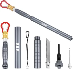 6-in-1 Fish Gripper, Fishing Grabber, Catfish Mouth Pliers with Filleting Knife, Hook Remover, Lanyard, Whistle,Fire Starter