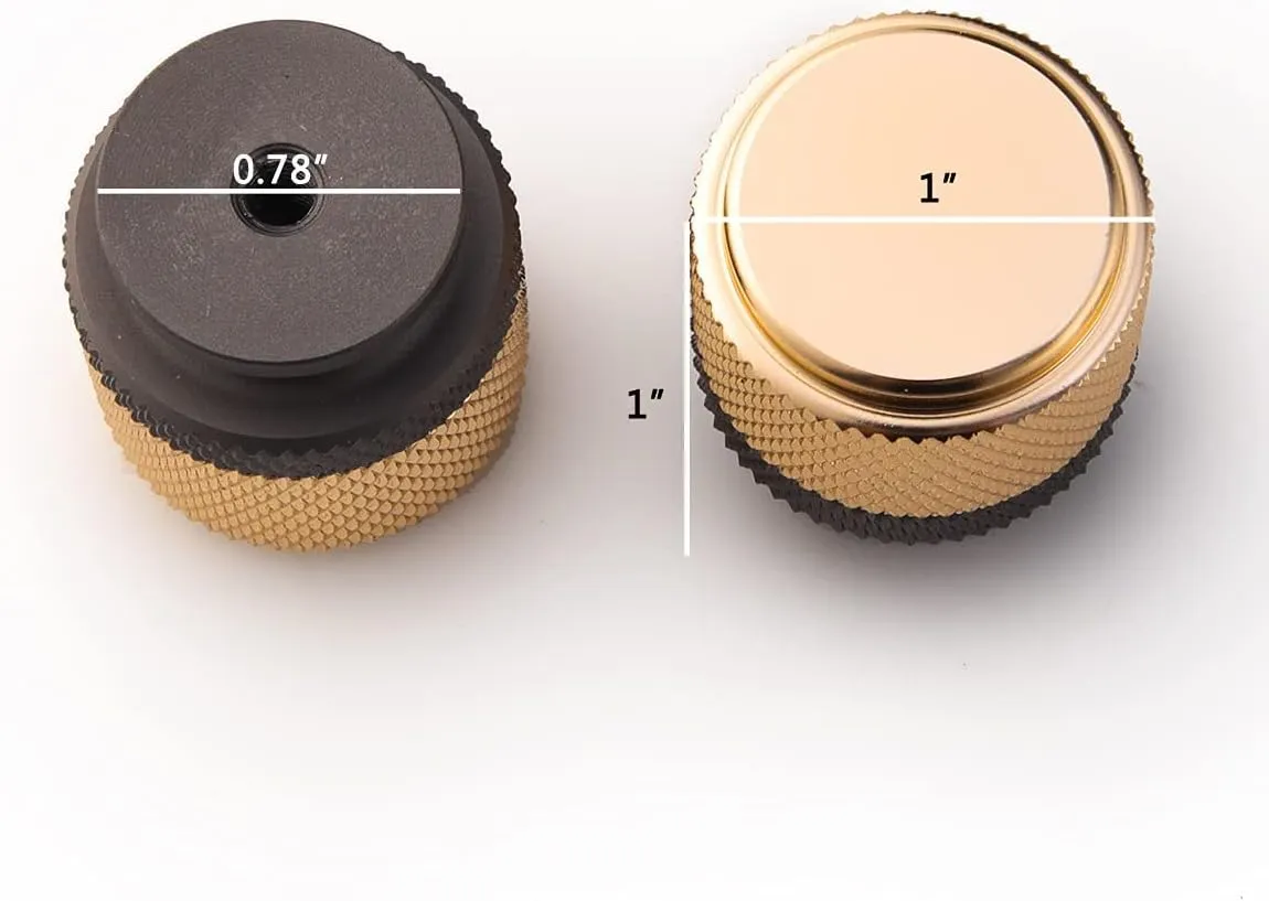 6 Pack 1" Cabinet Knob Aluminum Knob for Drawer Pulls Gold and Grey Oxidation Finish with Diamond Pattern