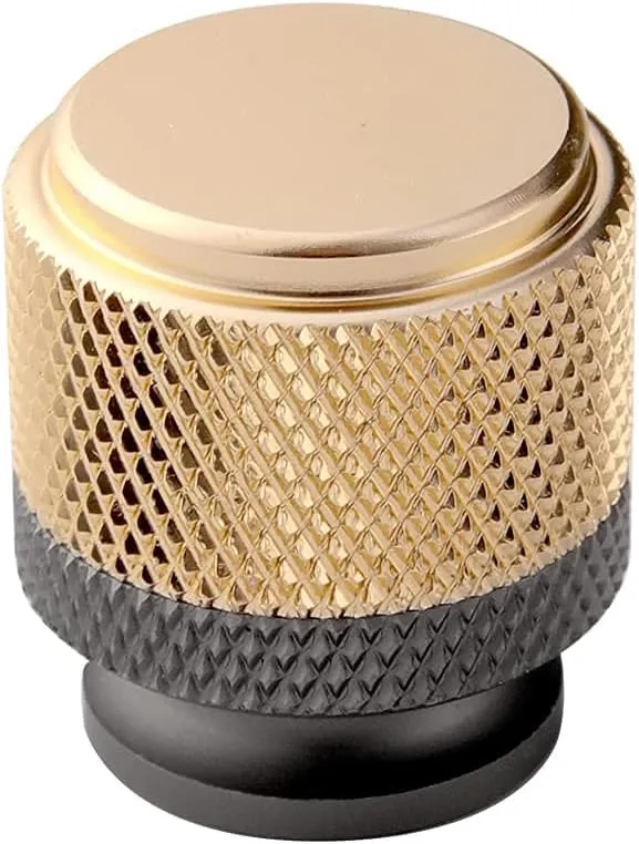 6 Pack 1" Cabinet Knob Aluminum Knob for Drawer Pulls Gold and Grey Oxidation Finish with Diamond Pattern