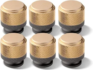 6 Pack 1" Cabinet Knob Aluminum Knob for Drawer Pulls Gold and Grey Oxidation Finish with Diamond Pattern