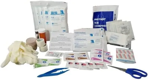 64 Piece Small Survival First Aid Kit for Home, Work, or Outdoors - Hiking, Camping, Backpacking, Climbing, Cycling, or Car (Black)