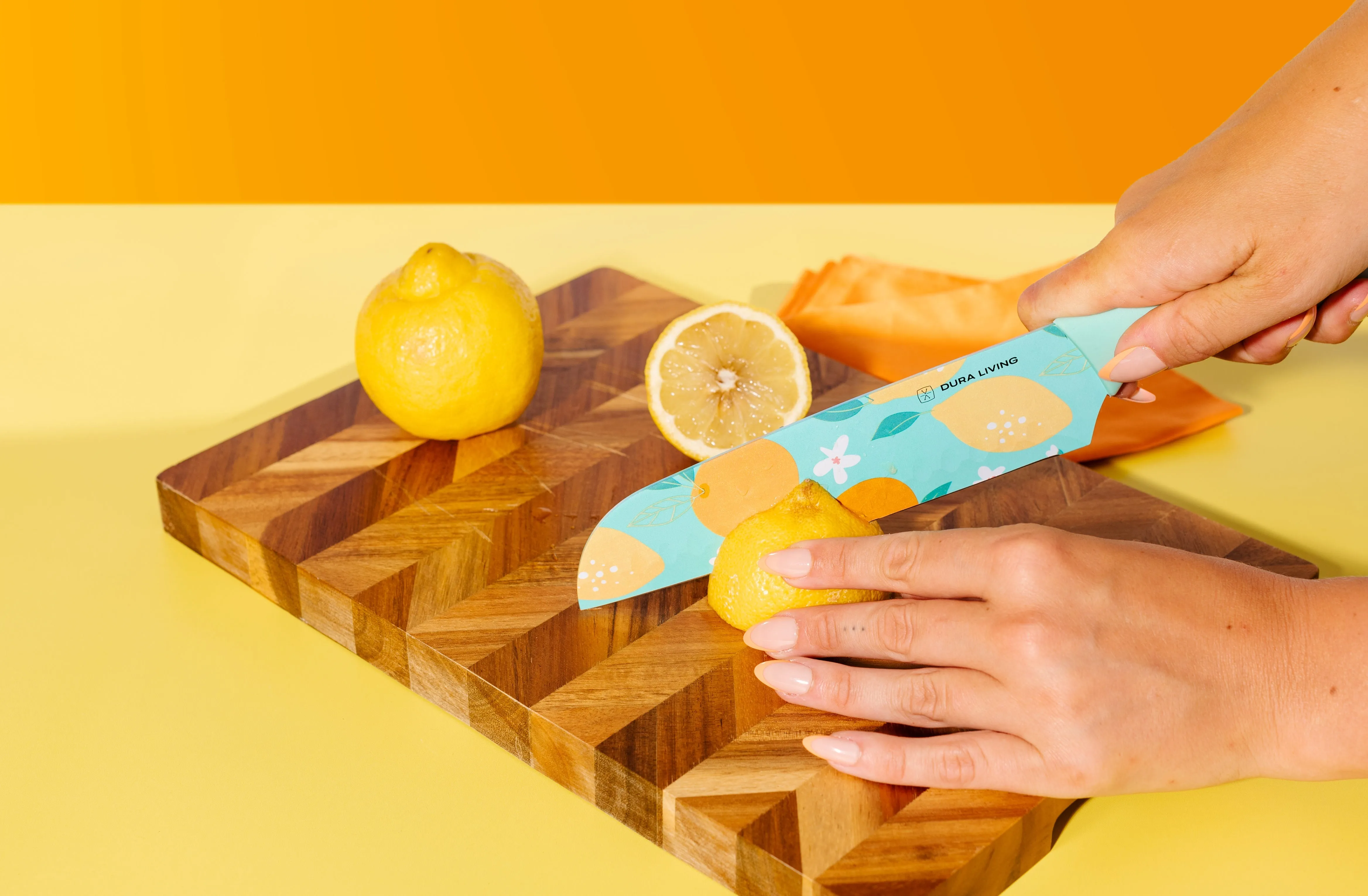 7 inch Santoku Knife with Printed Blade-Blue by Dura Living