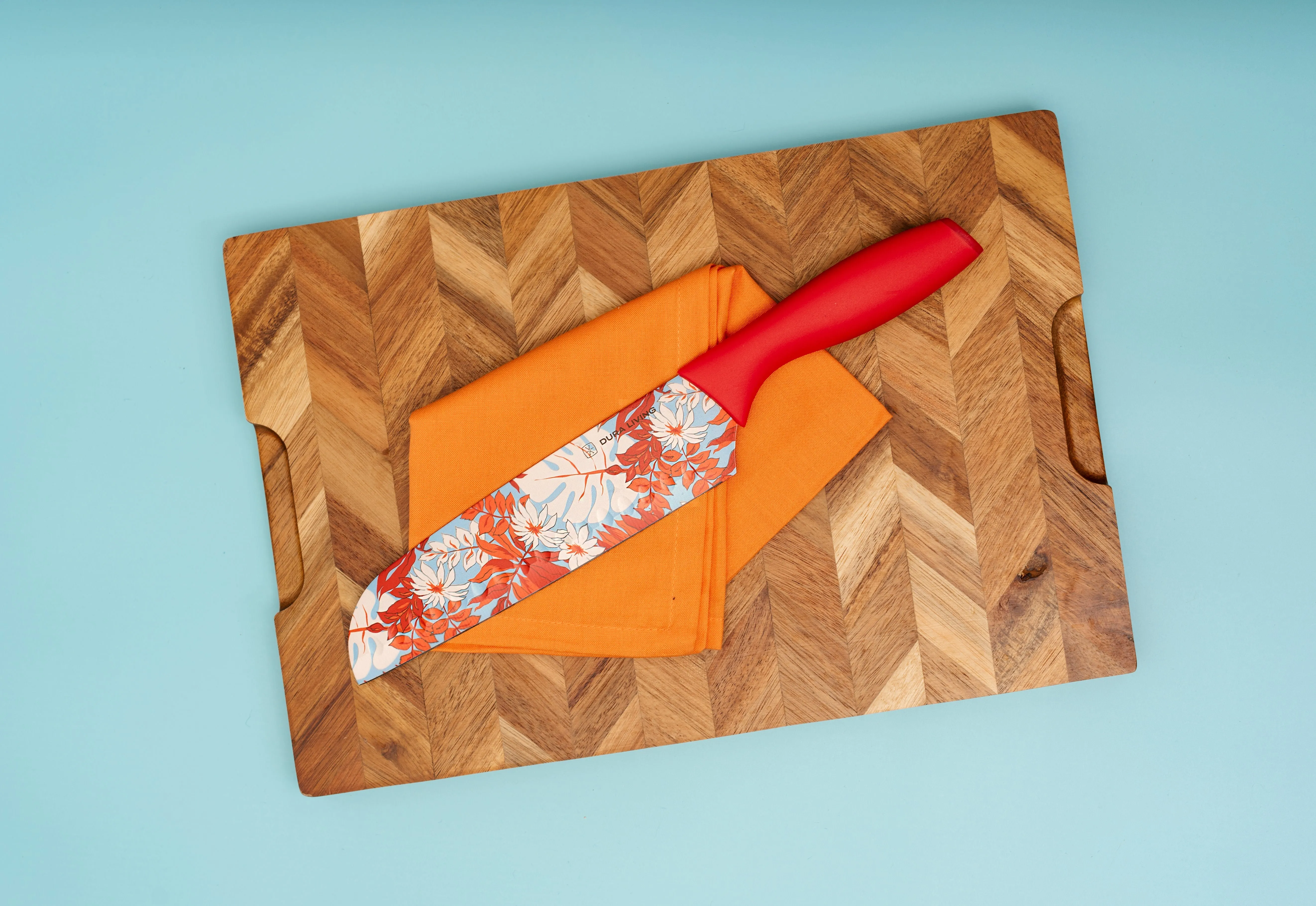 7 inch Santoku Knife with Printed Blade-Red by Dura Living