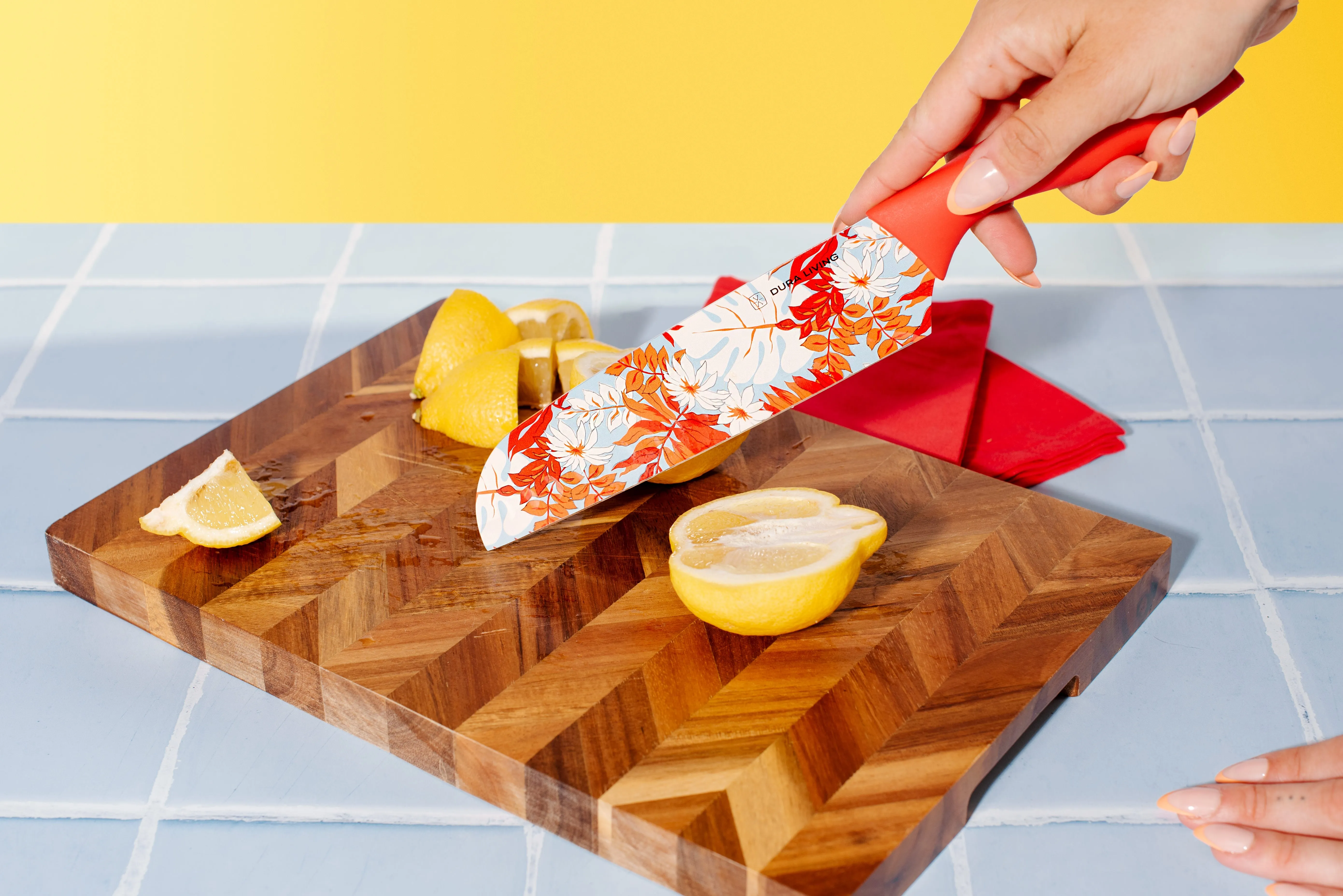 7 inch Santoku Knife with Printed Blade-Red by Dura Living