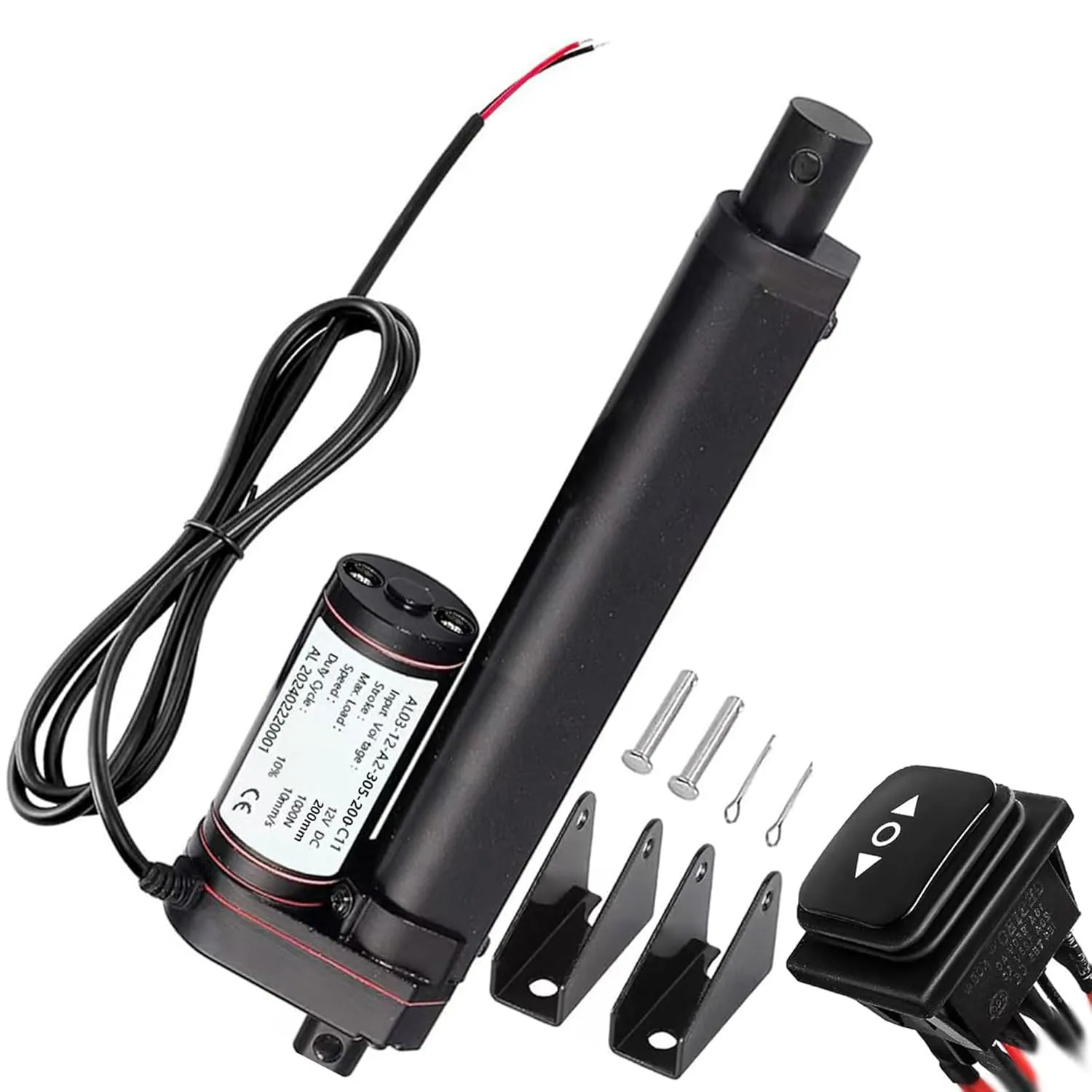 8 Inch Linear Actuator,1000N Speed 10mm/s Heavy Duty 12V Linear Actuator,Instantaneous Waterproof Switch with Mounting Bracket for Automotive RV Electric Door Opener (200mm)