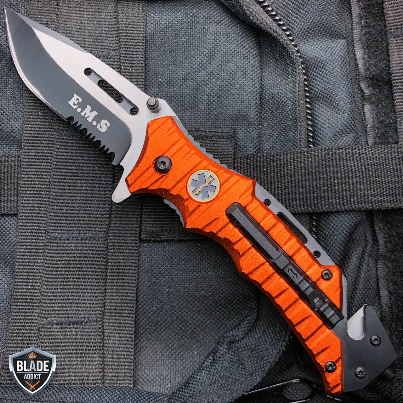 8.25" Military Tactical Camping Spring Assisted Open Folding Blade Rescue Knife