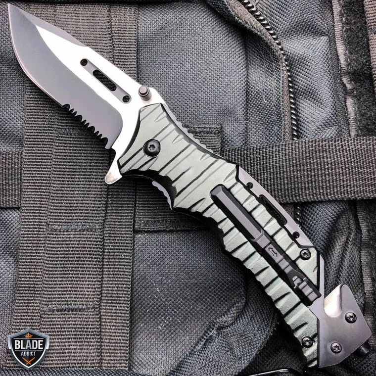 8.25" Military Tactical Camping Spring Assisted Open Folding Blade Rescue Knife