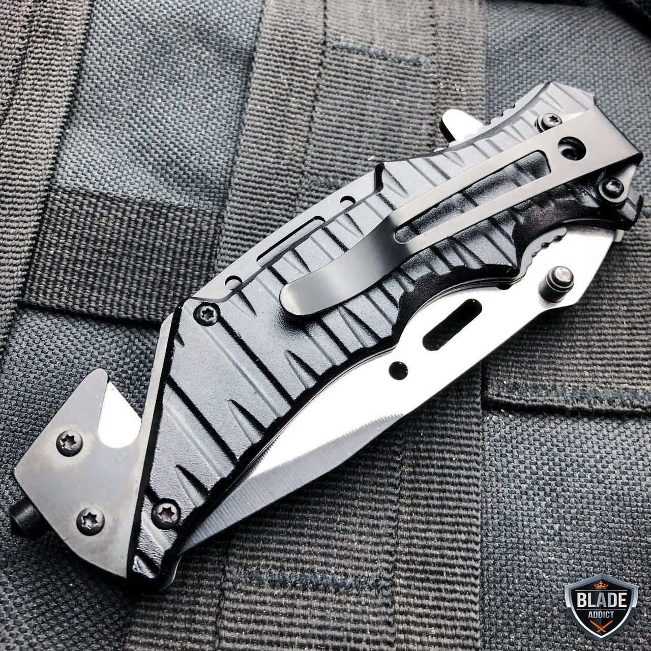 8.25" Military Tactical Camping Spring Assisted Open Folding Blade Rescue Knife