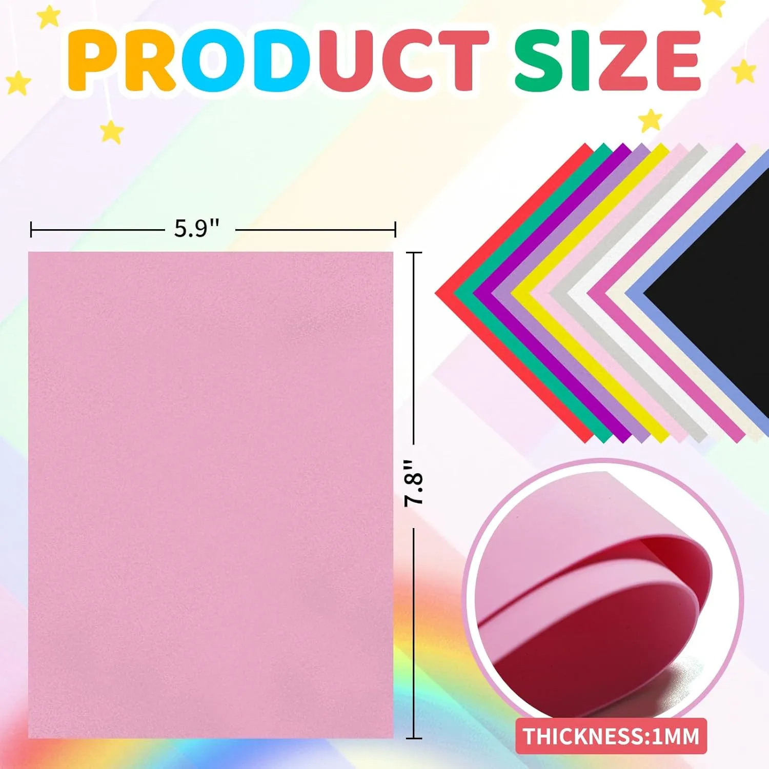 96PCS EVA Foam Sheets 1mm Thick 7.8 x 5.9 Inches Craft Foam Paper 12 Colors for Craft Projects Kids DIY Handcraft Classroom Parties and More