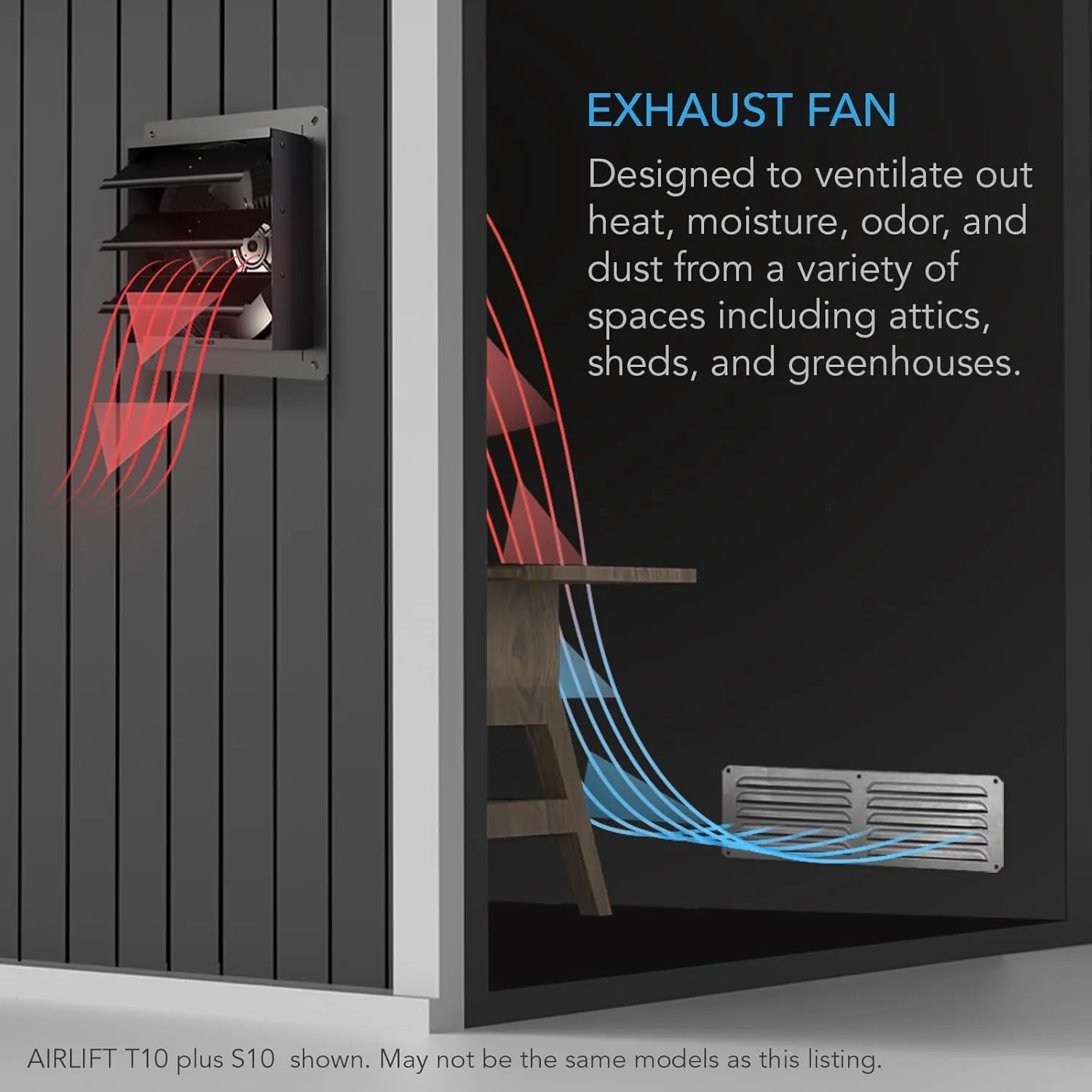 AC Infinity AIRLIFT T14, Shutter Exhaust Fan 14" with WiFi Temperature Humidity Controller, EC-Motor Wall Mount Ventilation and Cooling for Sheds, Attics, Workshops, and Greenhouses