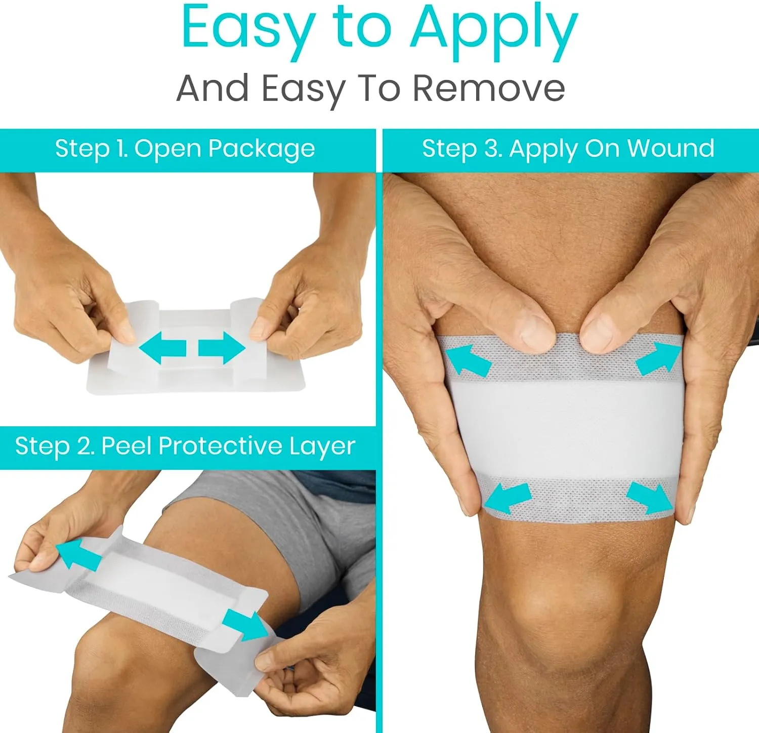 Adhesive Border Gauze 4"x10 (15pcs) - Bordered Non-Stick Island Dressing - Absorbent Wound Care Dressing - Breathable Sterile Bed Sore Bandage - Individually Wrapped Non-Woven Pad for Ulcers