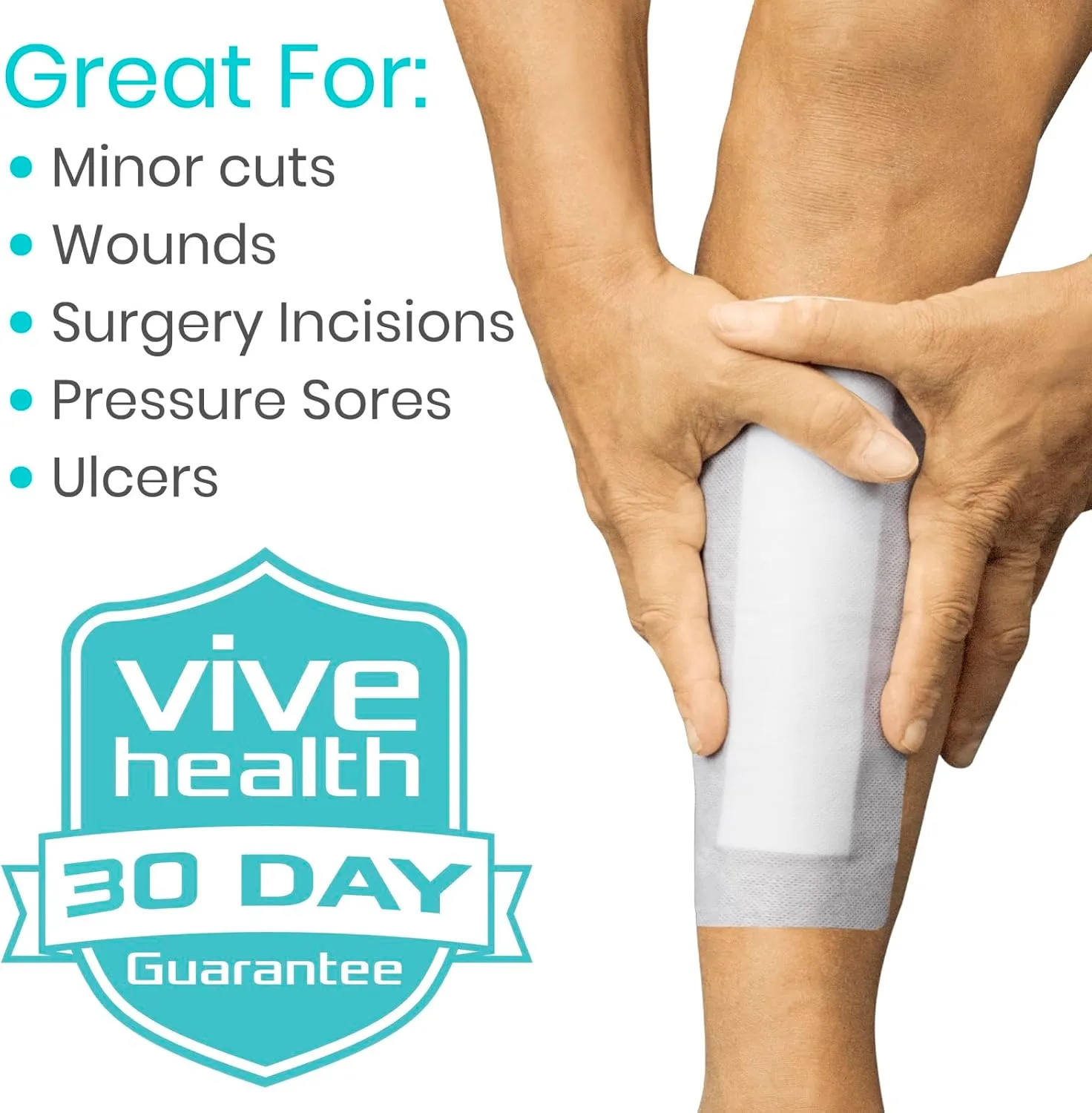 Adhesive Border Gauze 4"x10 (15pcs) - Bordered Non-Stick Island Dressing - Absorbent Wound Care Dressing - Breathable Sterile Bed Sore Bandage - Individually Wrapped Non-Woven Pad for Ulcers
