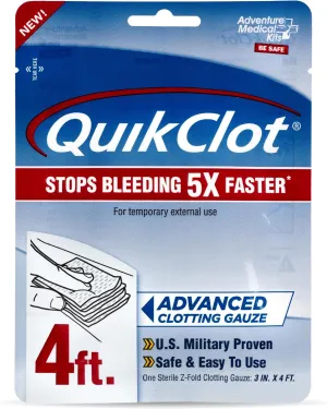 Adventure Medical Kits QuikClot Gauze - for Emergency Survival Kit, Doomsday Prepping Supplies & More - Stops Bleeding Fast with Kaolin - Flexible Hemostatic Medical Gauze - 3" x 48"