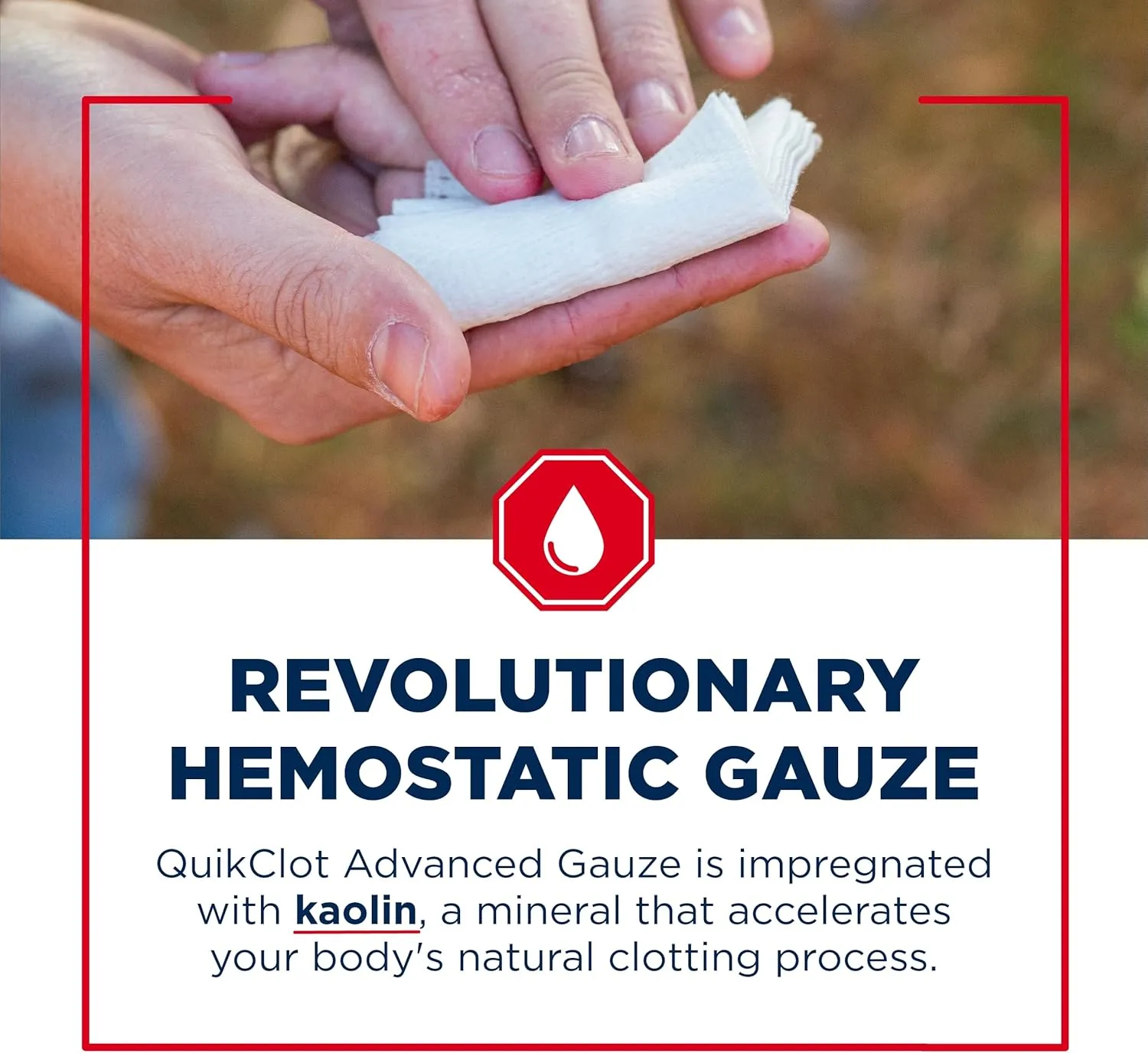 Adventure Medical Kits QuikClot Gauze - for Emergency Survival Kit, Doomsday Prepping Supplies & More - Stops Bleeding Fast with Kaolin - Flexible Hemostatic Medical Gauze - 3" x 48"