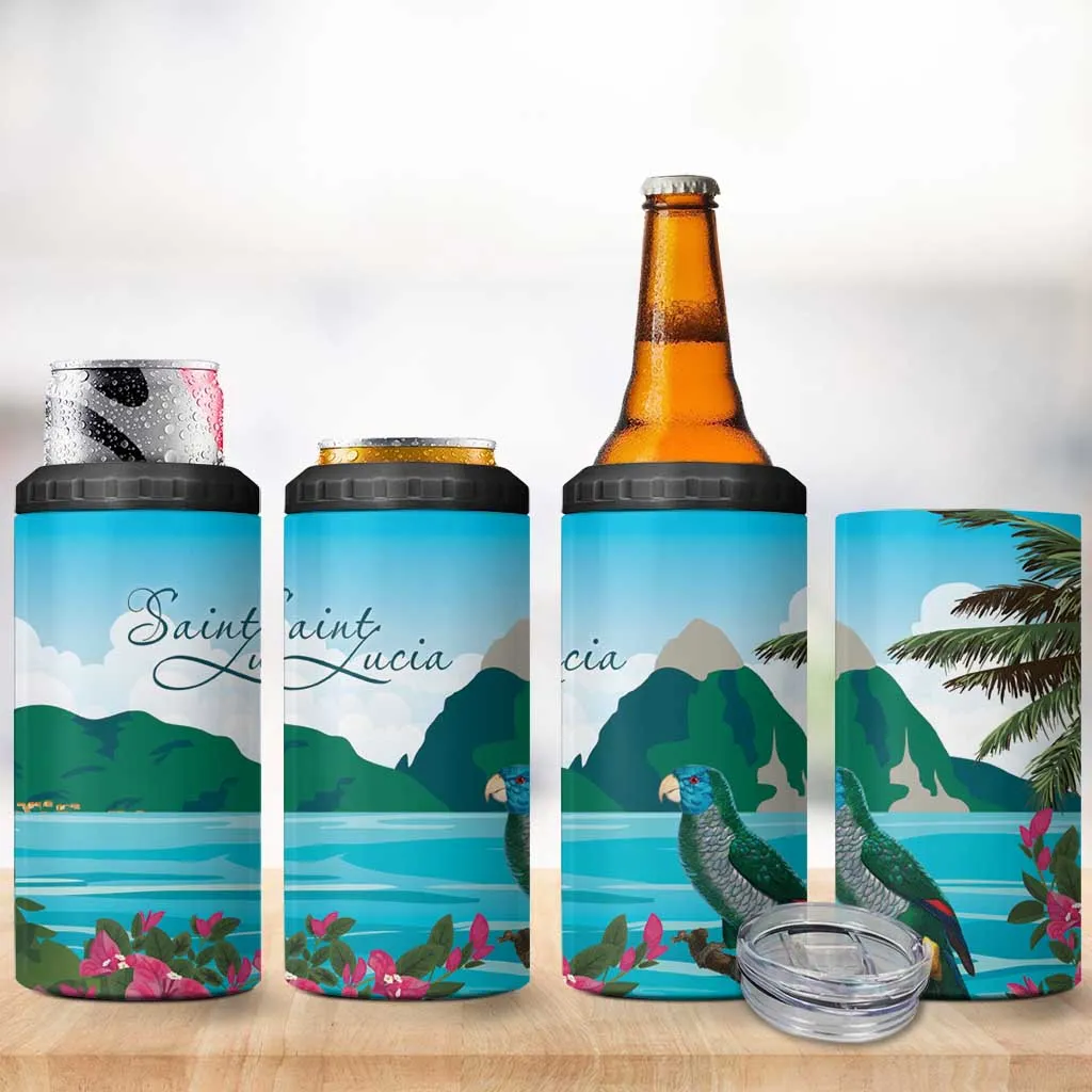 Afro-Saint Lucians 4 in 1 Can Cooler Tumbler Pitons Landscape LT7