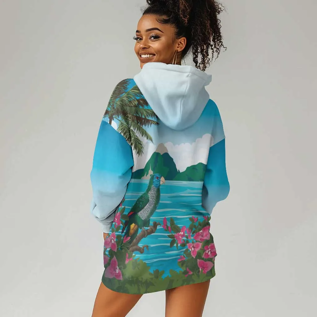 Afro-Saint Lucians Hoodie Dress Pitons Landscape LT7
